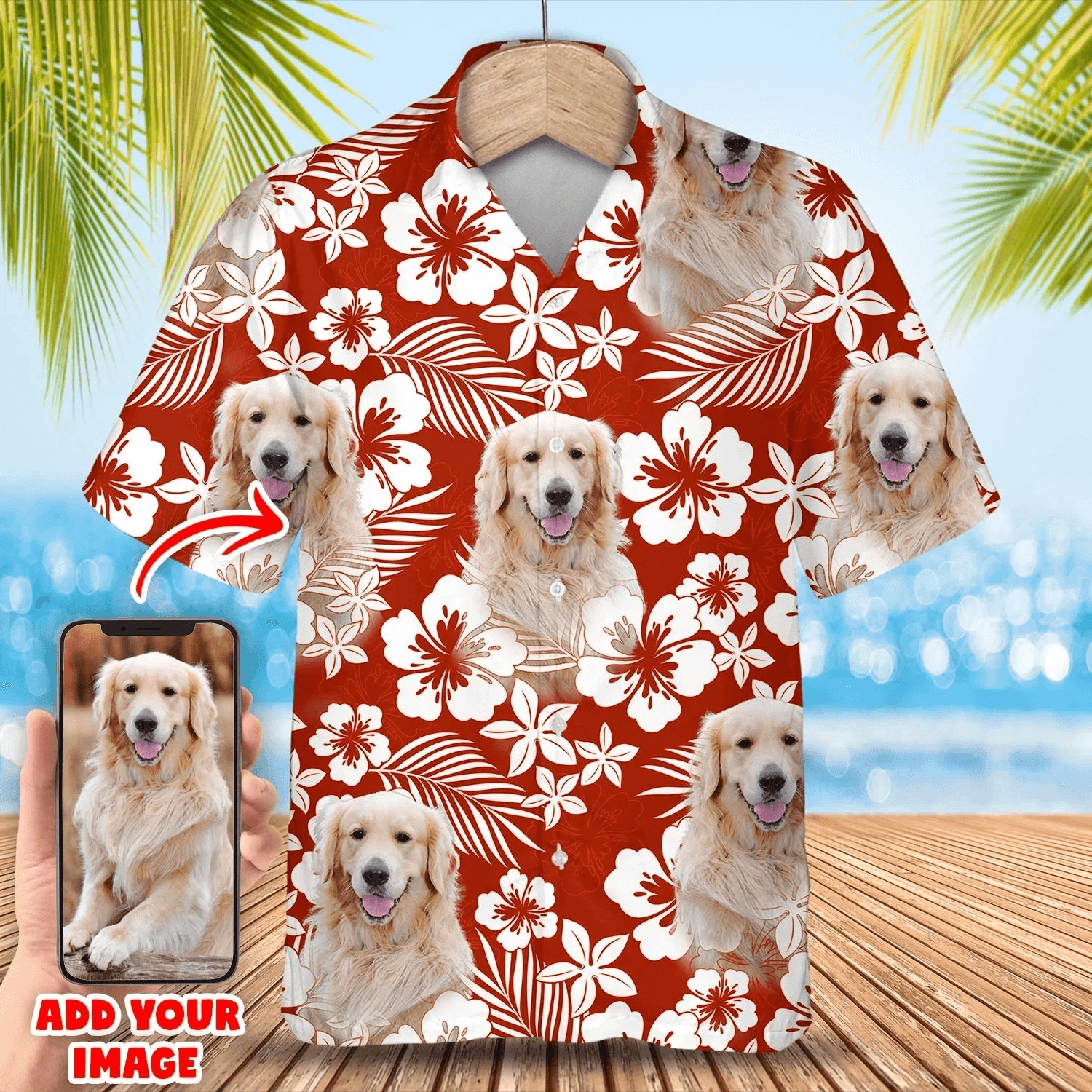 Custom Photo Summer Dog Hawaiian Shirt, Personalized Hawaiian Shirts - Perfect Gift For Animal Lovers, Friends, Family - Amzanimalsgift