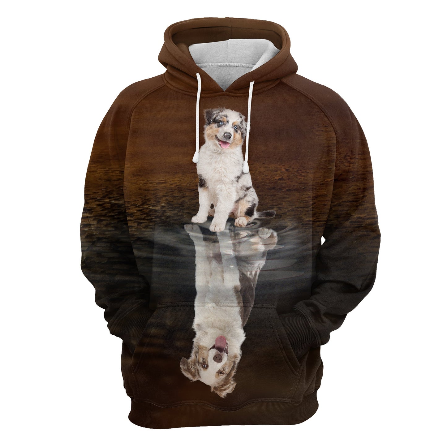 Cute Australian Shepherd Reflection Pullover Premium Hoodie, Perfect Outfit For Men And Women On Christmas New Year Autumn Winter