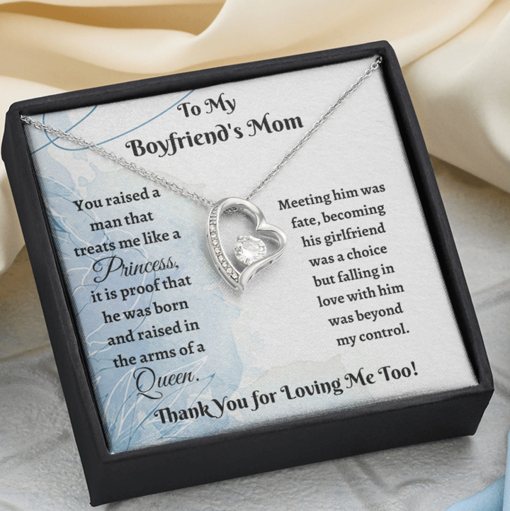 Necklace Gift Boyfriend's Mom, Future Mother-in-law On Mother's Day, Birthday From Girlfriend, You Raised A Man That Treats Me Like A Princess
