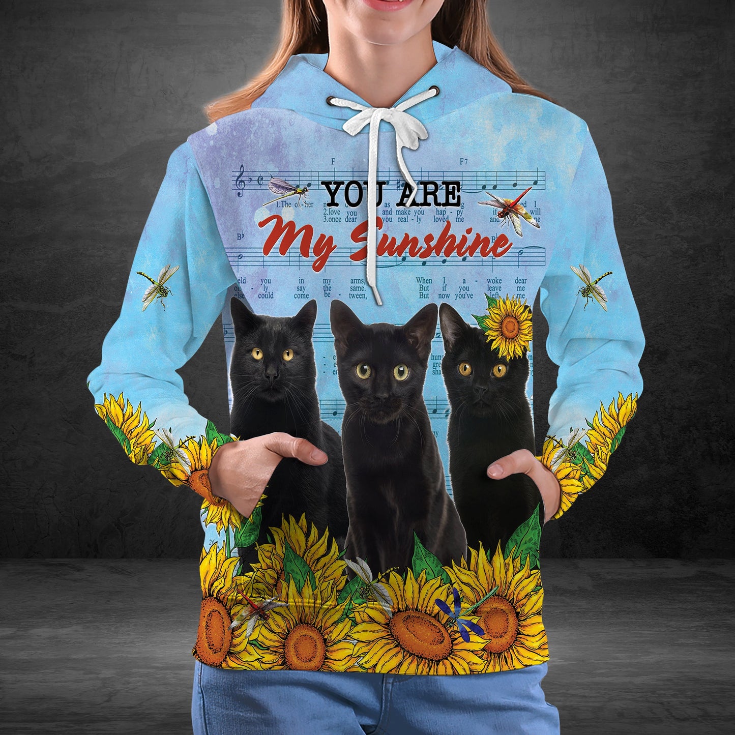 Black Cat Pullover Premium Hoodie You Are My Sunshine, Perfect Outfit For Men And Women On Christmas New Year Autumn Winter