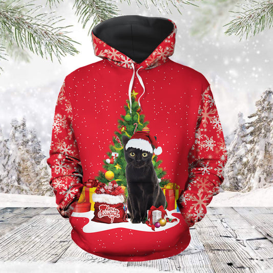 Black Cat Christmas Tree Premium Hoodie, Perfect Outfit For Cat Lover Men And Women On Christmas New Year Autumn Winter