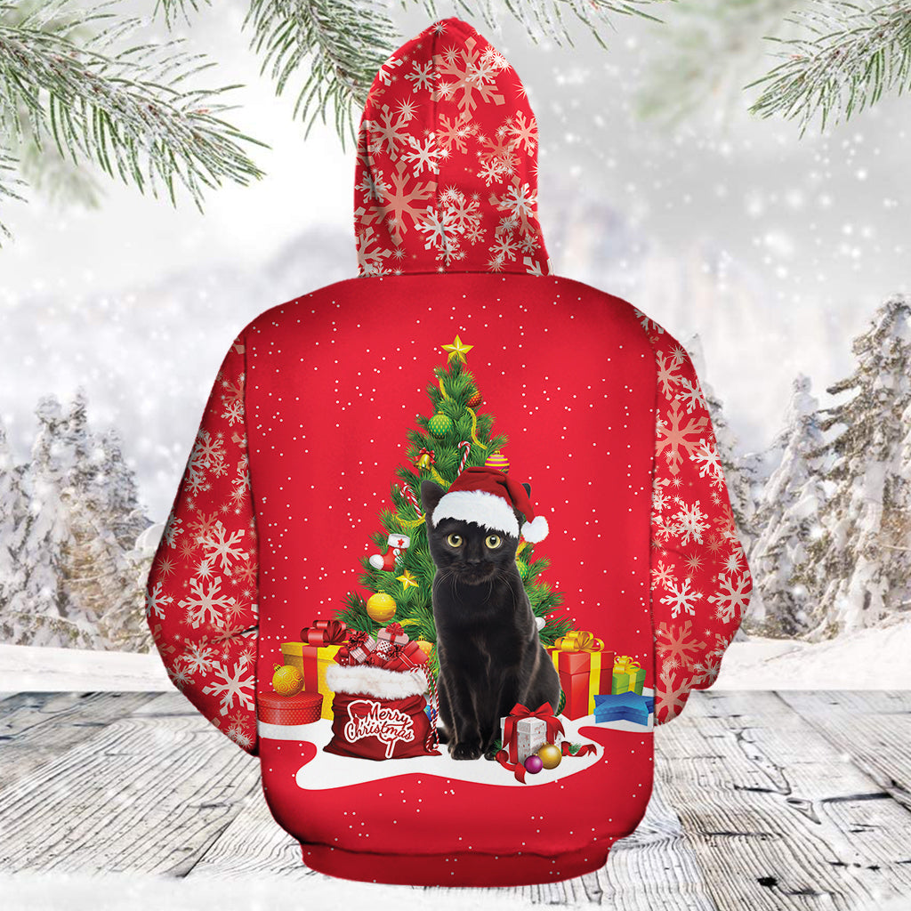 Black Cat Christmas Tree Premium Hoodie, Perfect Outfit For Cat Lover Men And Women On Christmas New Year Autumn Winter