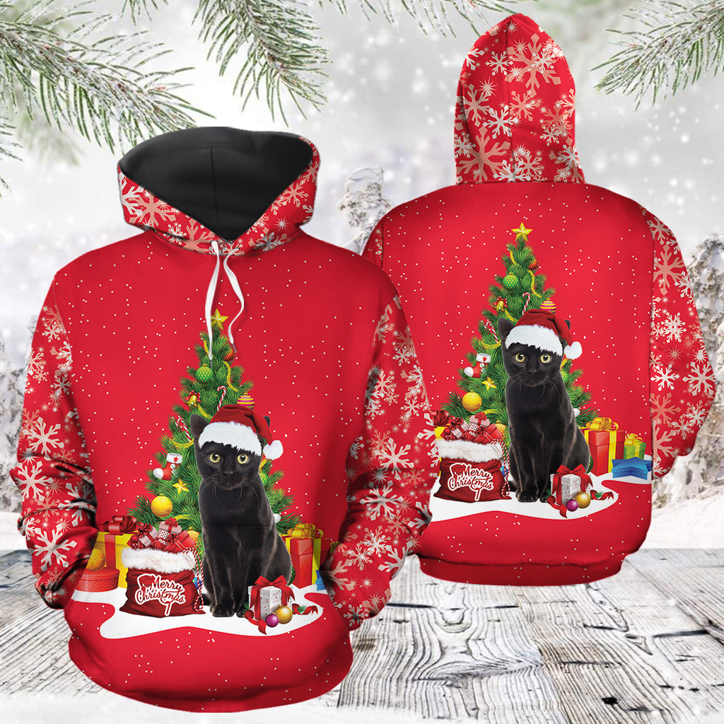 Black Cat Christmas Tree Premium Hoodie, Perfect Outfit For Cat Lover Men And Women On Christmas New Year Autumn Winter