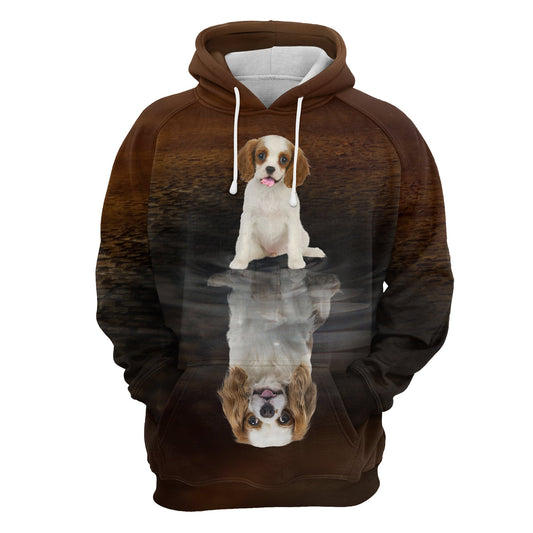 Cute Cavalier King Charles Spaniel Reflection Pullover Premium Hoodie, Perfect Outfit For Men And Women On Christmas New Year Autumn Winter