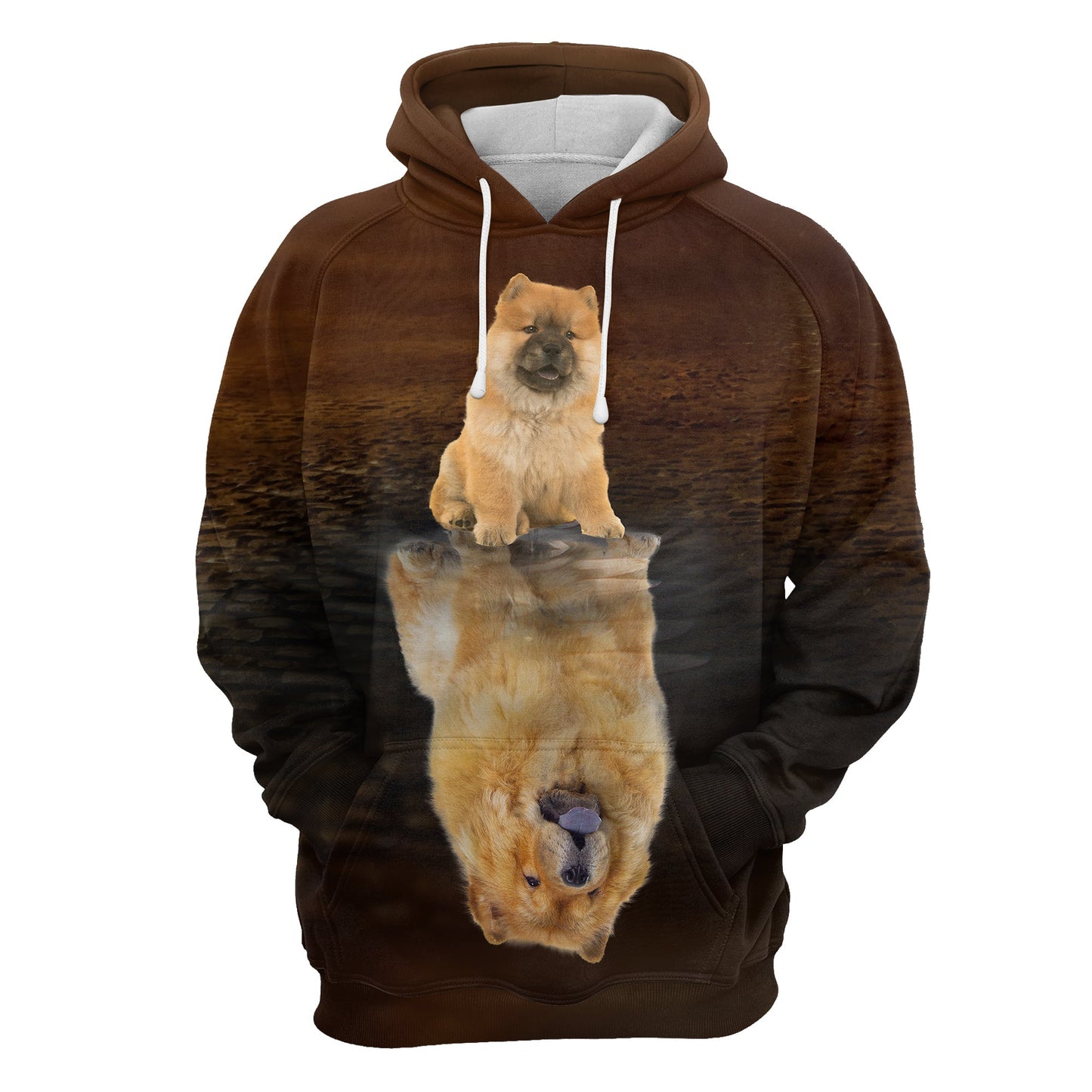 Cute Chow Chow Reflection Pullover Premium Brown Hoodie, Perfect Outfit For Men And Women On Christmas New Year Autumn Winter