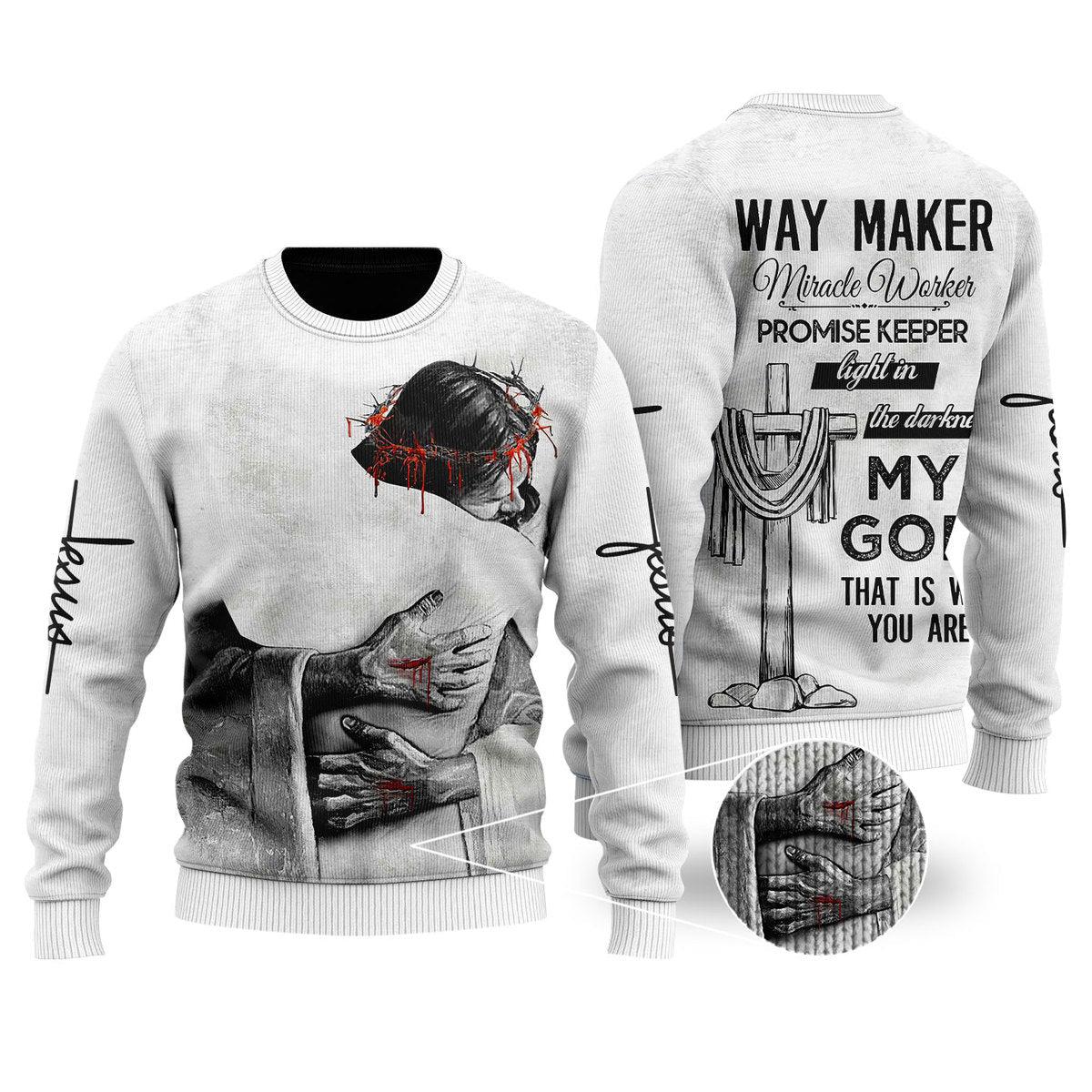 Christian Jesus Easter Sweater Way Maker, Ugly Sweater For Men & Women, Perfect Outfit For Christmas New Year Autumn Winter