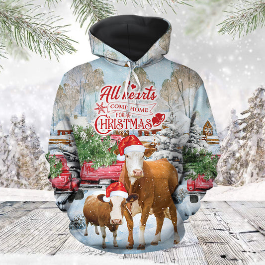 Cow Christmas Pullover Premium Hoodie All Hearts Come Home Outfit For Men And Women On Christmas New Year Autumn Winter