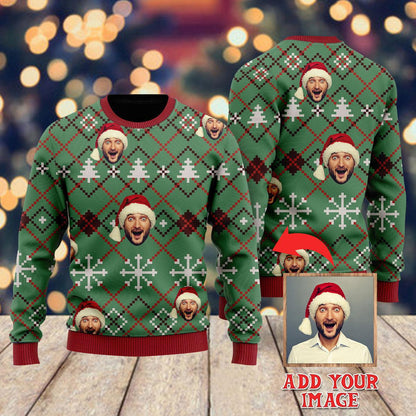 Custom Funny Face In Christmas Green Sweater, Ugly Sweater For Men & Women, Perfect Outfit For Christmas New Year Autumn Winter