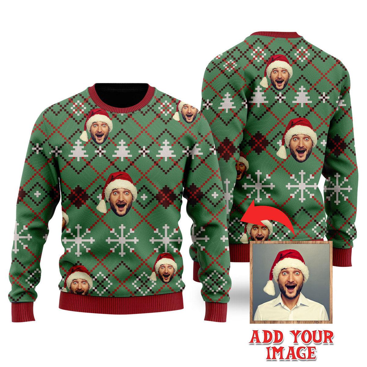 Custom Funny Face In Christmas Green Sweater, Ugly Sweater For Men & Women, Perfect Outfit For Christmas New Year Autumn Winter