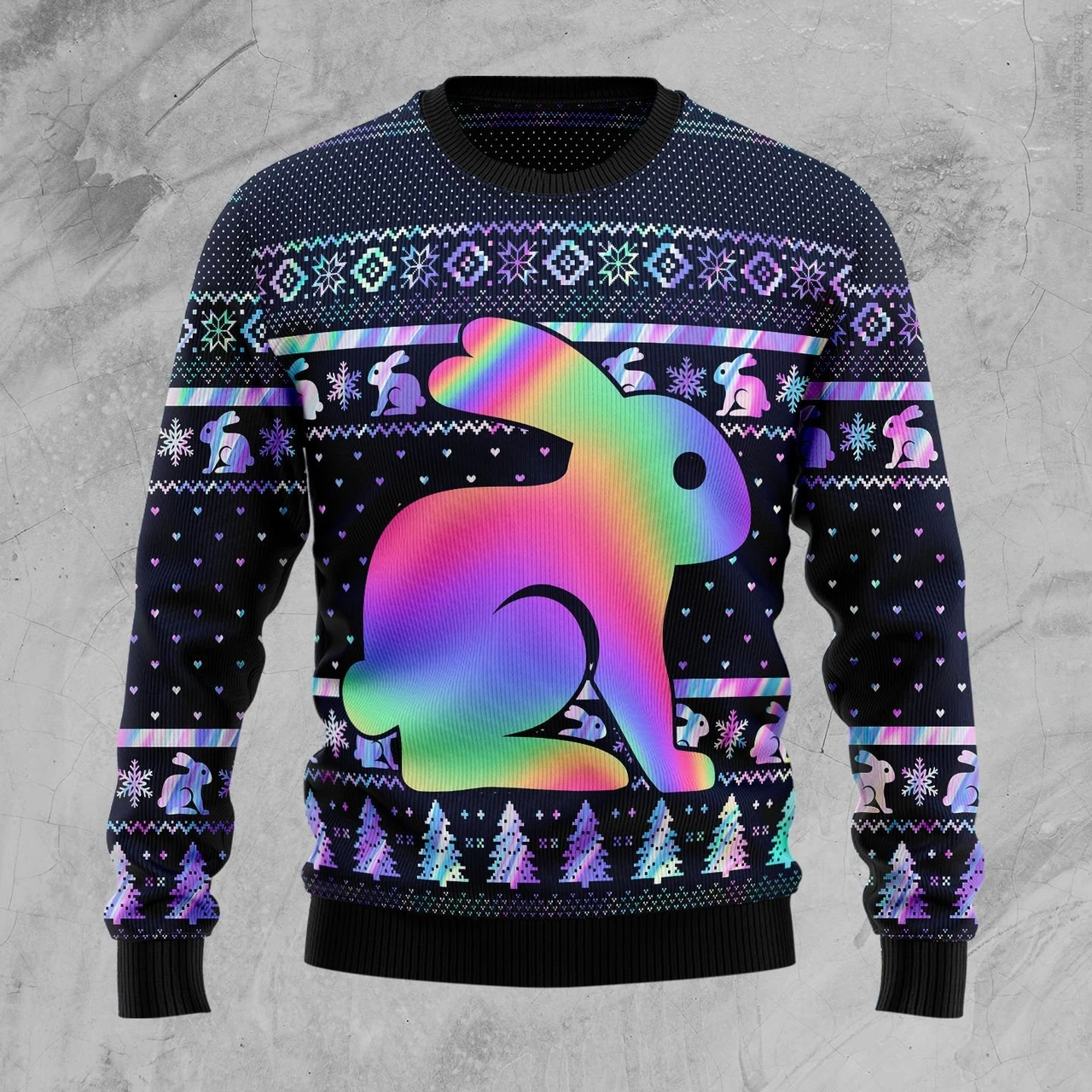 Cute Colorful Rabbit Sweater, Ugly Sweater For Men & Women, Perfect Outfit For Christmas New Year Autumn Winter