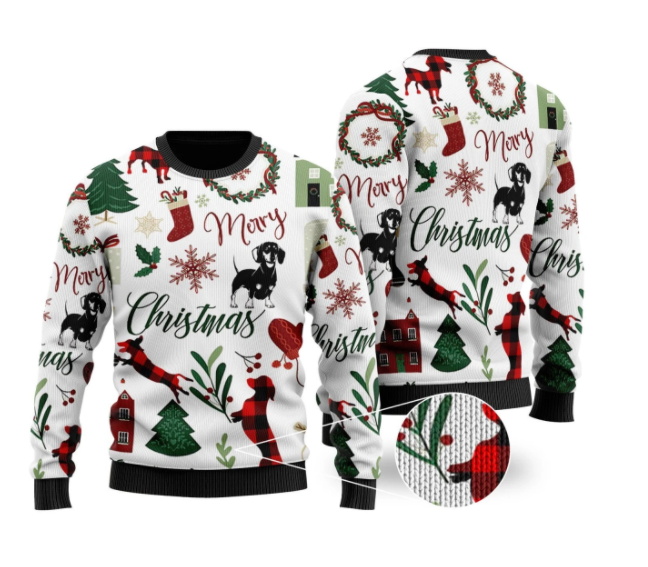 Cute Dachshund Christmas Sweater, Ugly Sweater For Men & Women, Perfect Outfit For Christmas New Year Autumn Winter