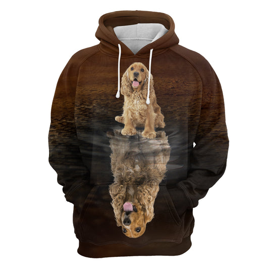 Awesome English Cocker Spaniel Reflection Premium Brown Hoodie, Perfect Outfit For Men And Women On Christmas New Year Autumn Winter