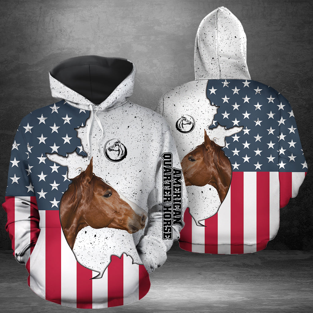 American Quarter Horse American Flag Pullover Premium Hoodie, Perfect Outfit For Men And Women On Christmas New Year Autumn Winter