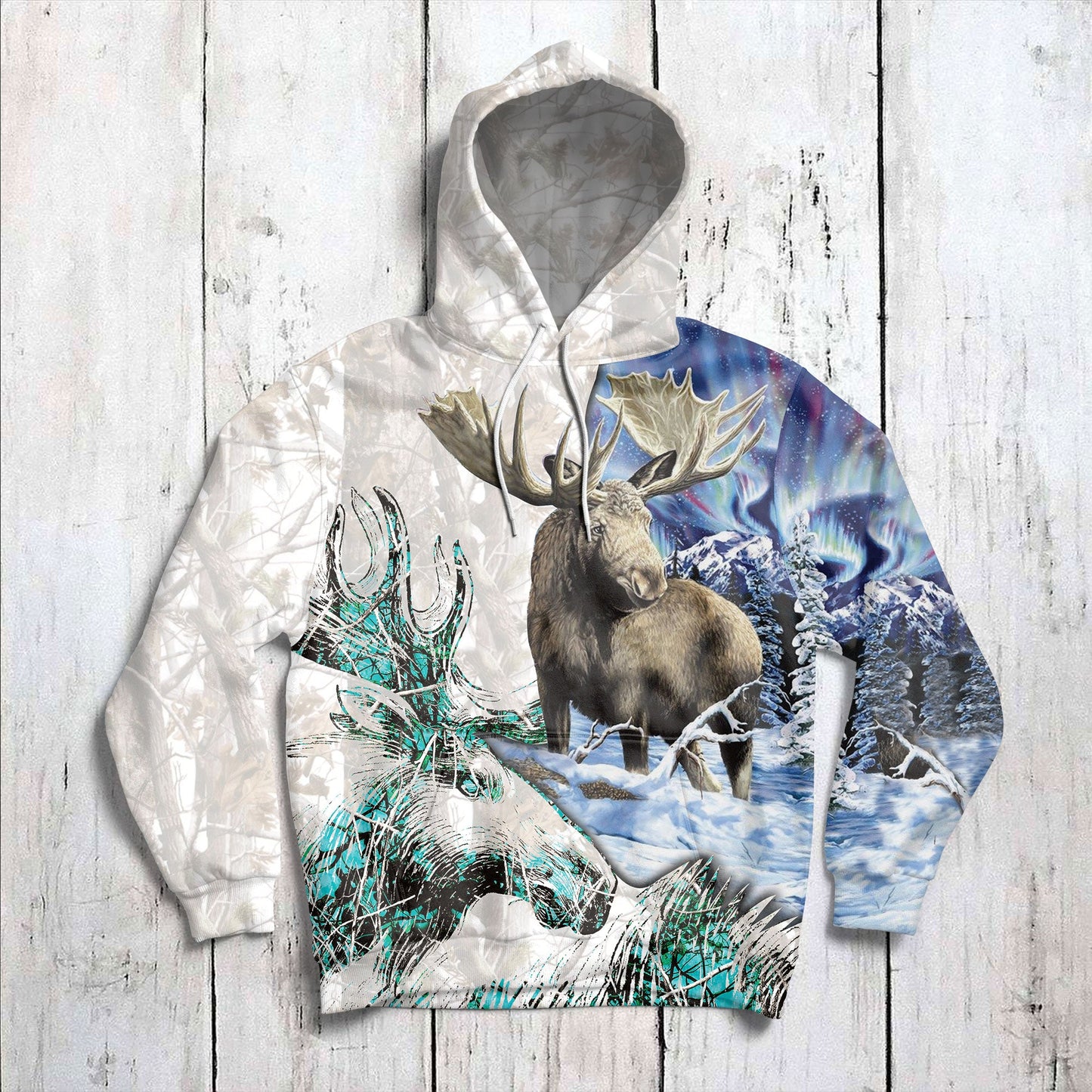 Awesome Moose & Aurora Pullover Premium Hoodie, Perfect Outfit For Men And Women On Christmas New Year Autumn Winter