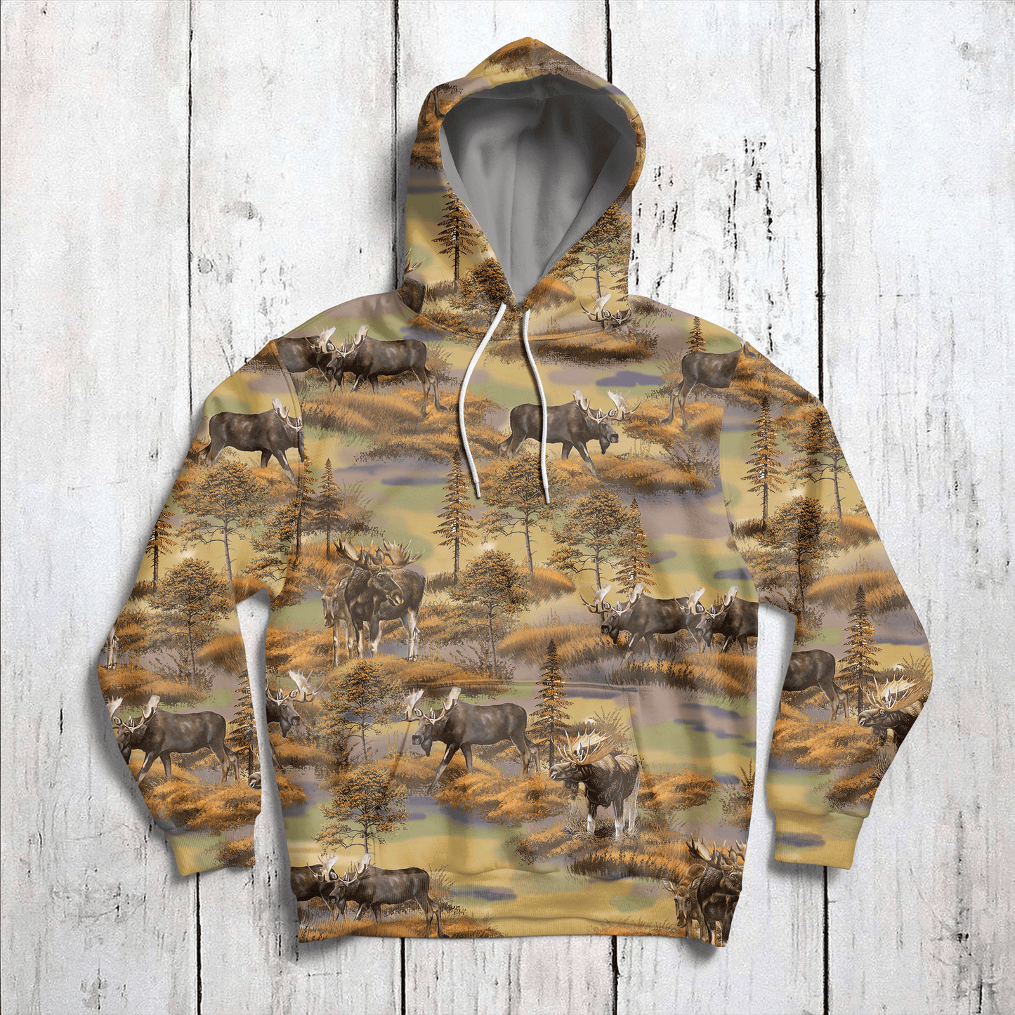 Moose In Forest Pullover Premium Hoodie, Perfect Outfit For Men And Women On Christmas New Year Autumn Winter