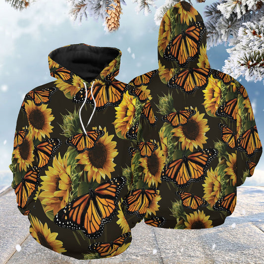 Awesome Butterfly Sunflower Premium Hoodie, Perfect Outfit For Men And Women On Christmas New Year Autumn Winter