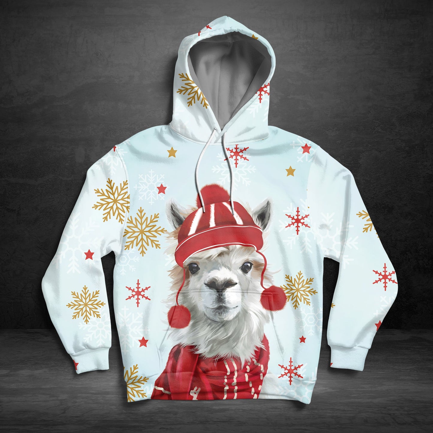 Cute Christmas Llama Pullover Premium Hoodie, Perfect Outfit For Men And Women On Christmas New Year Autumn Winter