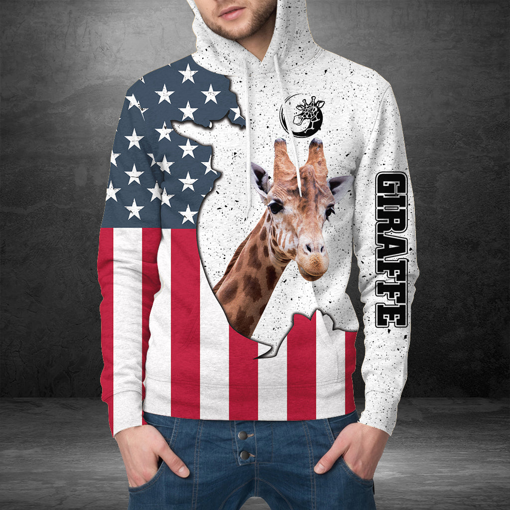 Giraffe US Flag Pullover Premium Hoodie, Perfect Outfit For Men And Women On Christmas New Year Autumn Winter