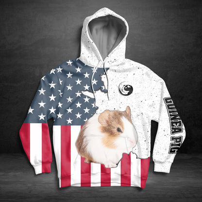 Guinea Pig US Flag Pullover Premium Hoodie, Perfect Outfit For Men And Women On Christmas New Year Autumn Winter