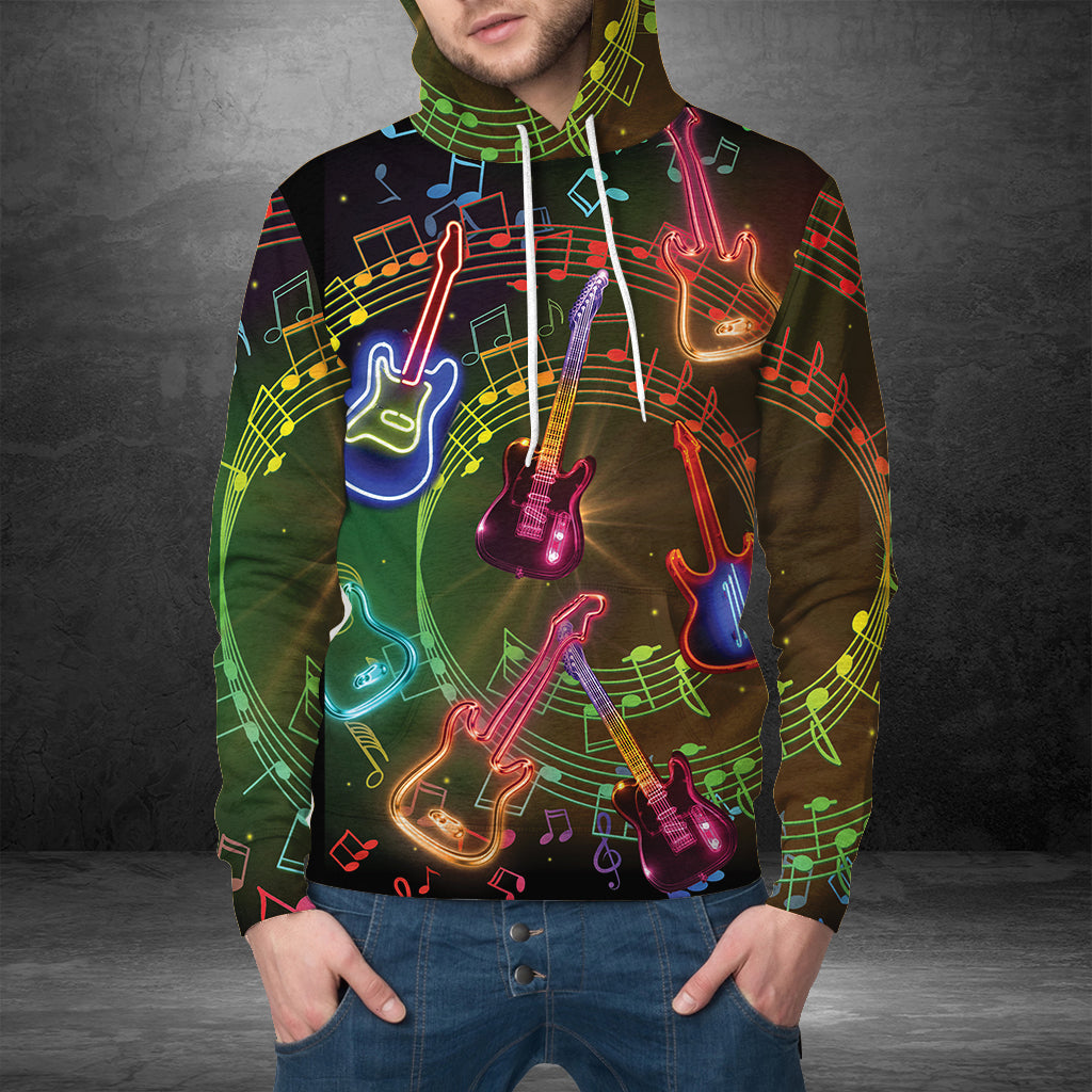 Awesome Guitar Neon Light Pullover Premium Hoodie, Perfect Outfit For Men And Women On Christmas New Year Autumn Winter