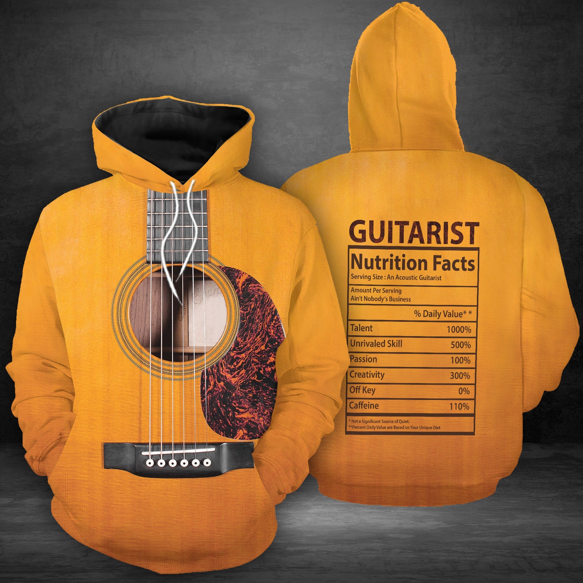 Guitarist Nutrition Facts Pullover Premium Hoodie, Perfect Outfit For Men And Women On Christmas New Year Autumn Winter