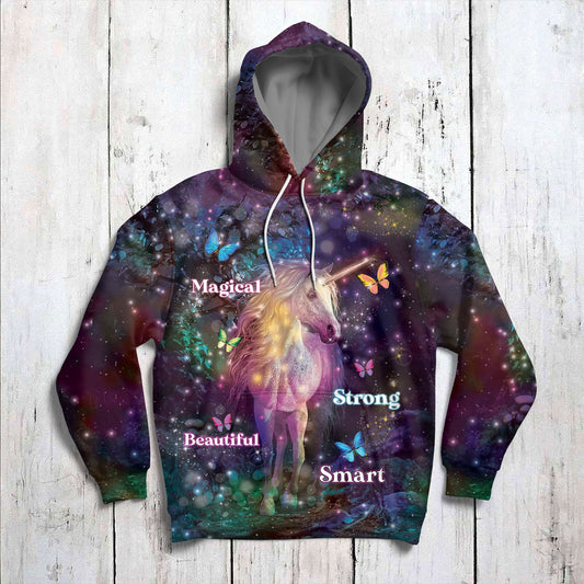 Unicorn Pattern Pullover Premium Hoodie Magical Beautiful Strong Smart, Perfect Outfit For Men And Women On Christmas New Year Autumn Winter