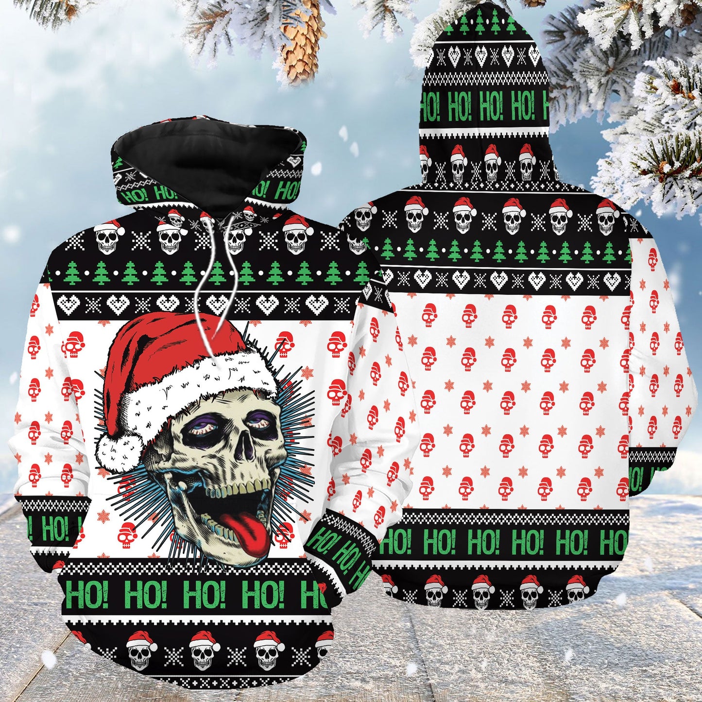 Naughty Skull Christmas Pullover Premium Hoodie, Perfect Outfit For Men And Women On Christmas New Year Autumn Winter