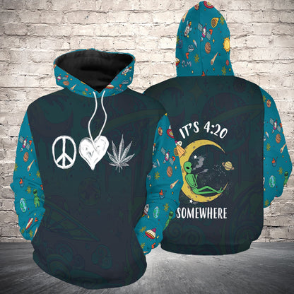 Peace Love Weed Pullover Premium Hoodie, Perfect Outfit For Men And Women On Christmas New Year Autumn Winter