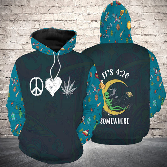 Peace Love Weed Pullover Premium Hoodie, Perfect Outfit For Men And Women On Christmas New Year Autumn Winter
