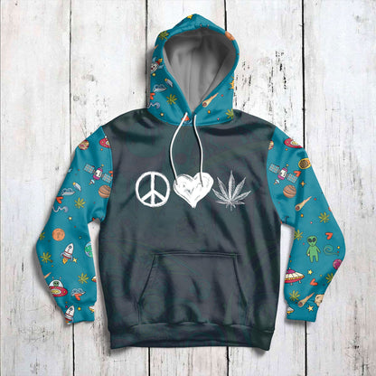 Peace Love Weed Pullover Premium Hoodie, Perfect Outfit For Men And Women On Christmas New Year Autumn Winter