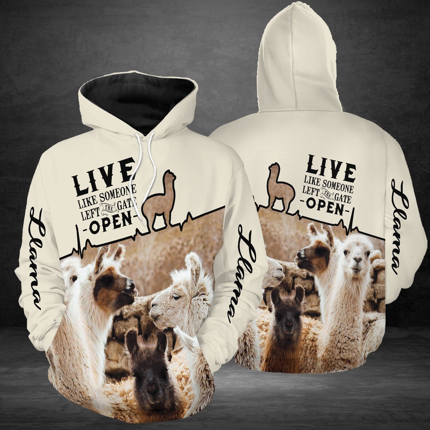 Llama Pullover Premium Hoodie Live Like Someone Left The Gate Open, Perfect Outfit For Men And Women On Christmas New Year Autumn Winter