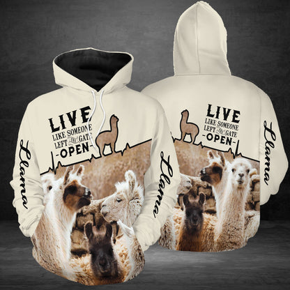 Llama Pullover Premium Hoodie Live Like Someone Left The Gate Open, Perfect Outfit For Men And Women On Christmas New Year Autumn Winter