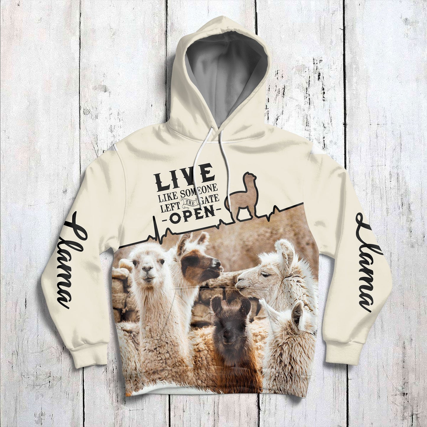 Llama Pullover Premium Hoodie Live Like Someone Left The Gate Open, Perfect Outfit For Men And Women On Christmas New Year Autumn Winter