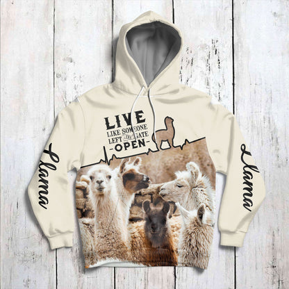 Llama Pullover Premium Hoodie Live Like Someone Left The Gate Open, Perfect Outfit For Men And Women On Christmas New Year Autumn Winter