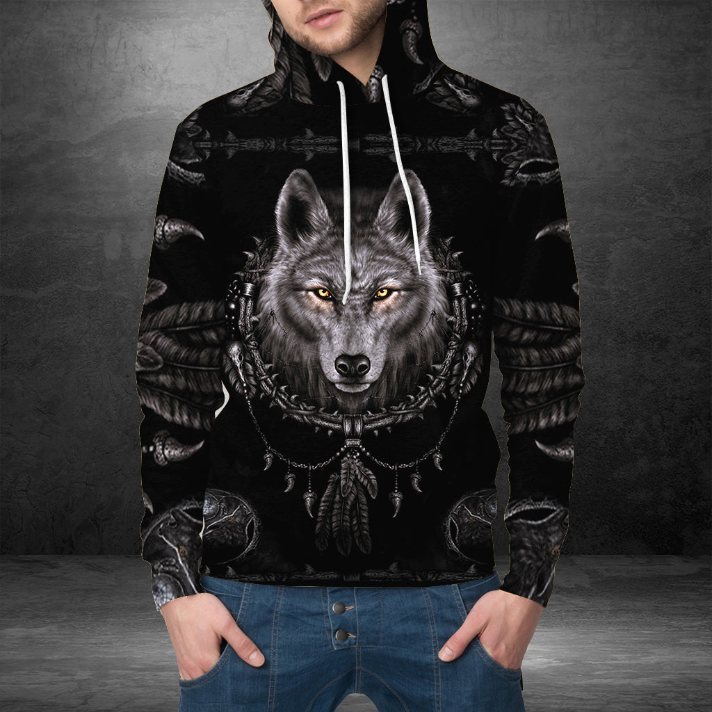 Awesome Grey Wolf Pullover Premium Hoodie, Perfect Outfit For Men And Women On Christmas New Year Autumn Winter