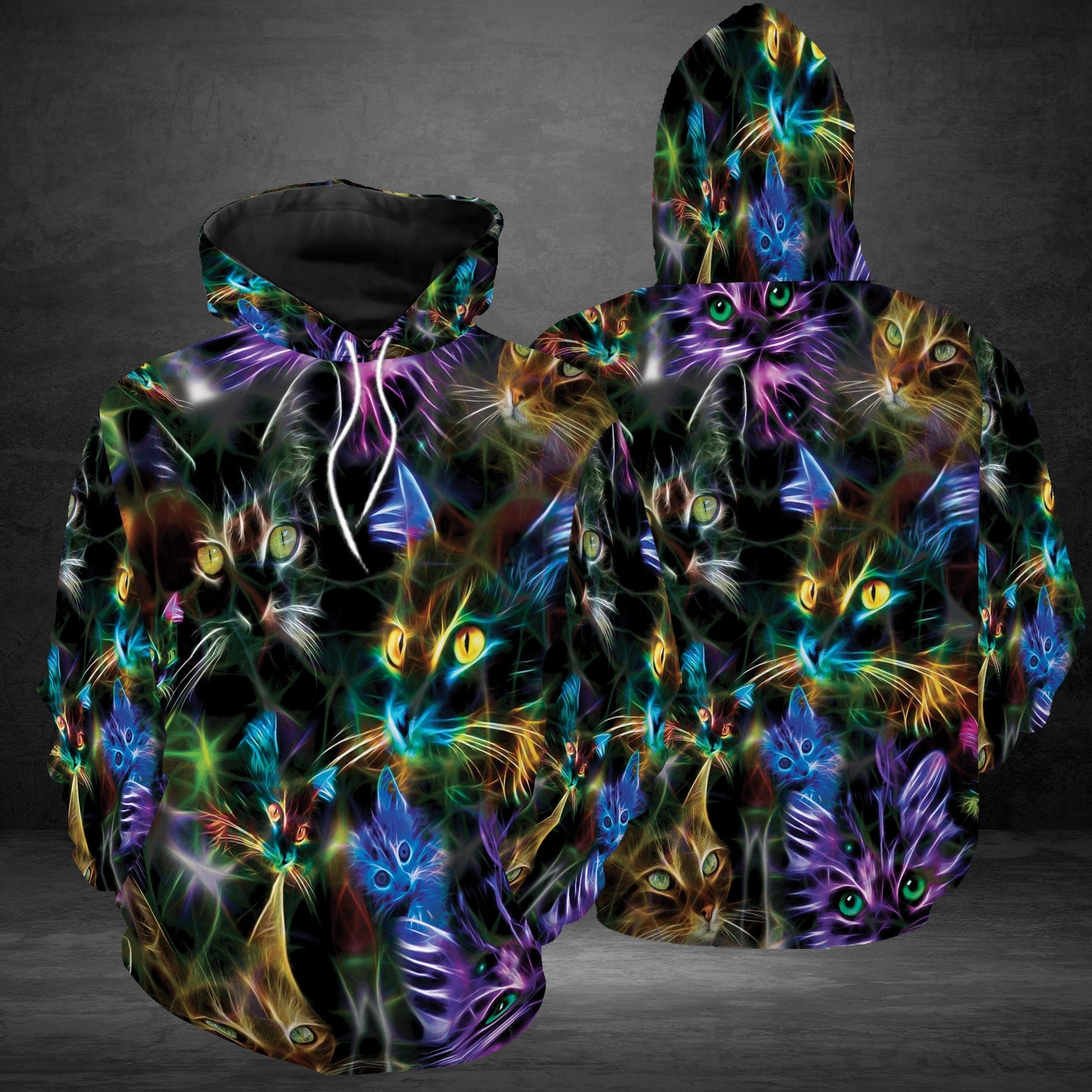 Cat Neon Awesome Pullover Premium Hoodie, Perfect Outfit For Men And Women On Christmas New Year Autumn Winter