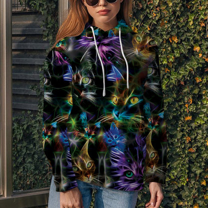 Cat Neon Awesome Pullover Premium Hoodie, Perfect Outfit For Men And Women On Christmas New Year Autumn Winter