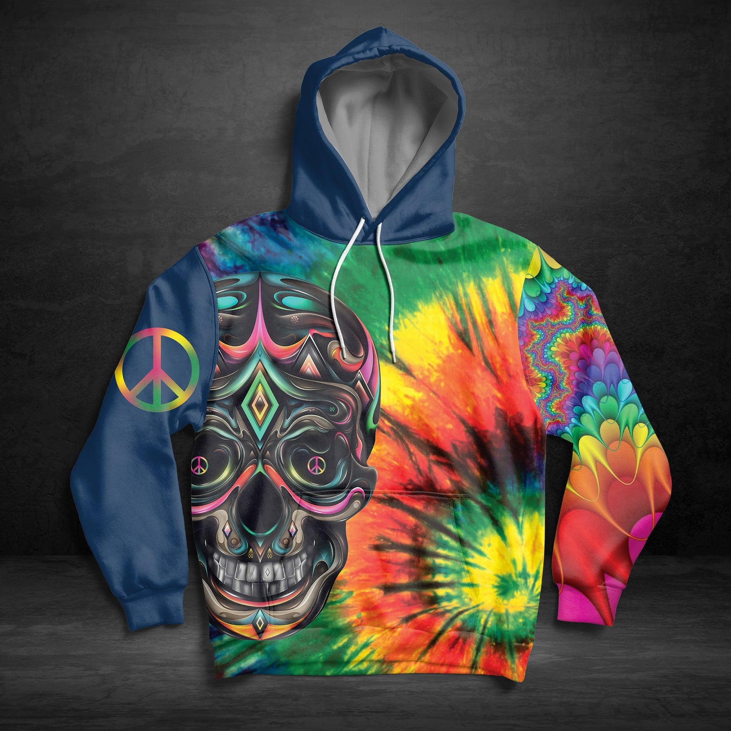 Cool Hippie Skull Pullover Premium Hoodie, Perfect Outfit For Men And Women On Christmas New Year Autumn Winter