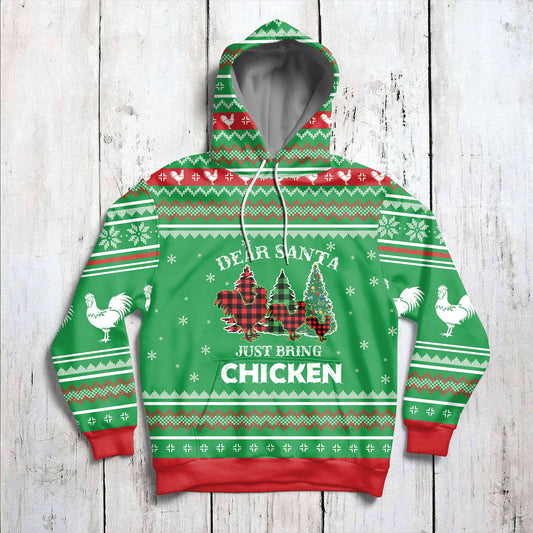 Chicken Pullover Premium Hoodie Dear Santa Just Bring Chicken, Perfect Outfit For Men And Women On Christmas New Year Autumn Winter