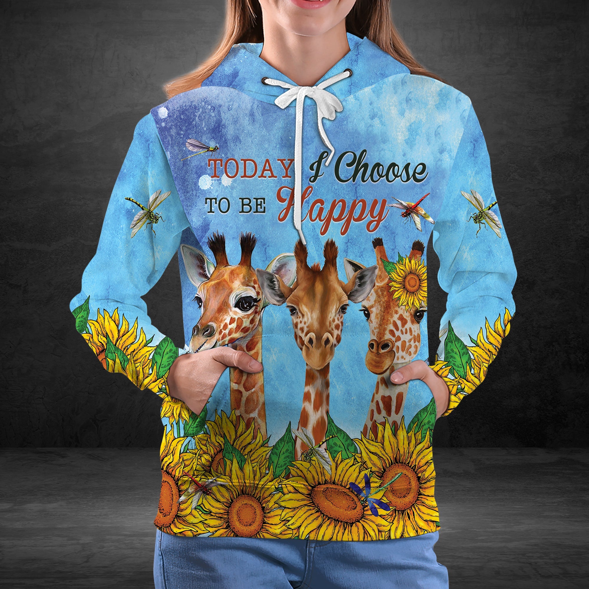 Giraffe Pullover Premium Hoodie Today I Choose To Be Happy, Perfect Outfit For Men And Women On Christmas New Year Autumn Winter