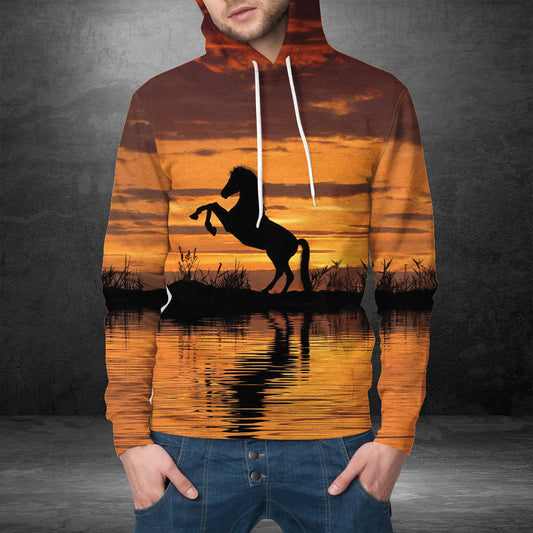 Horse Sunset Pullover Premium Hoodie, Perfect Outfit For Men And Women On Christmas New Year Autumn Winter