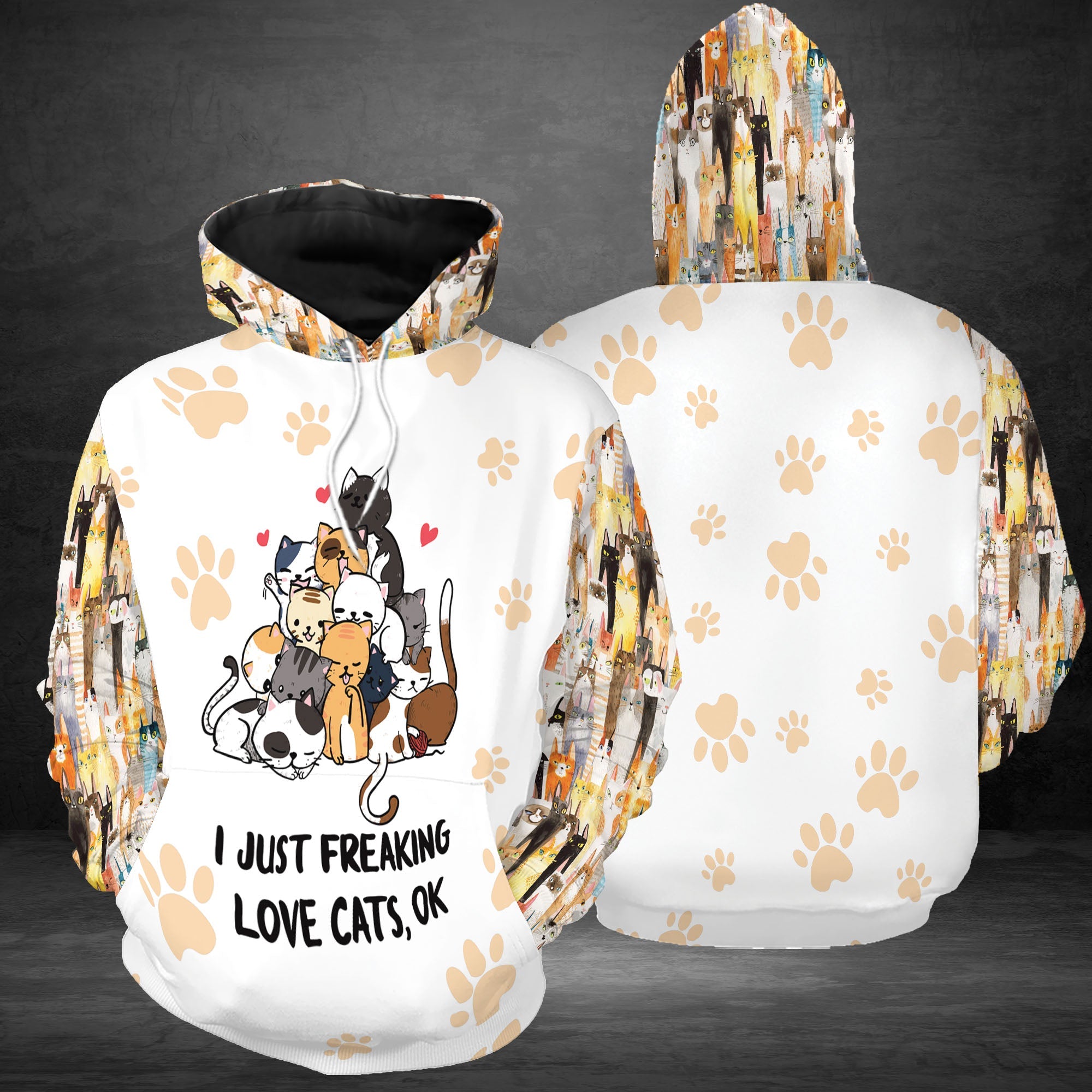 Cat Family Pullover Premium Hoodie Just Freaking Love Cats, Perfect Outfit For Men And Women On Christmas New Year Autumn Winter
