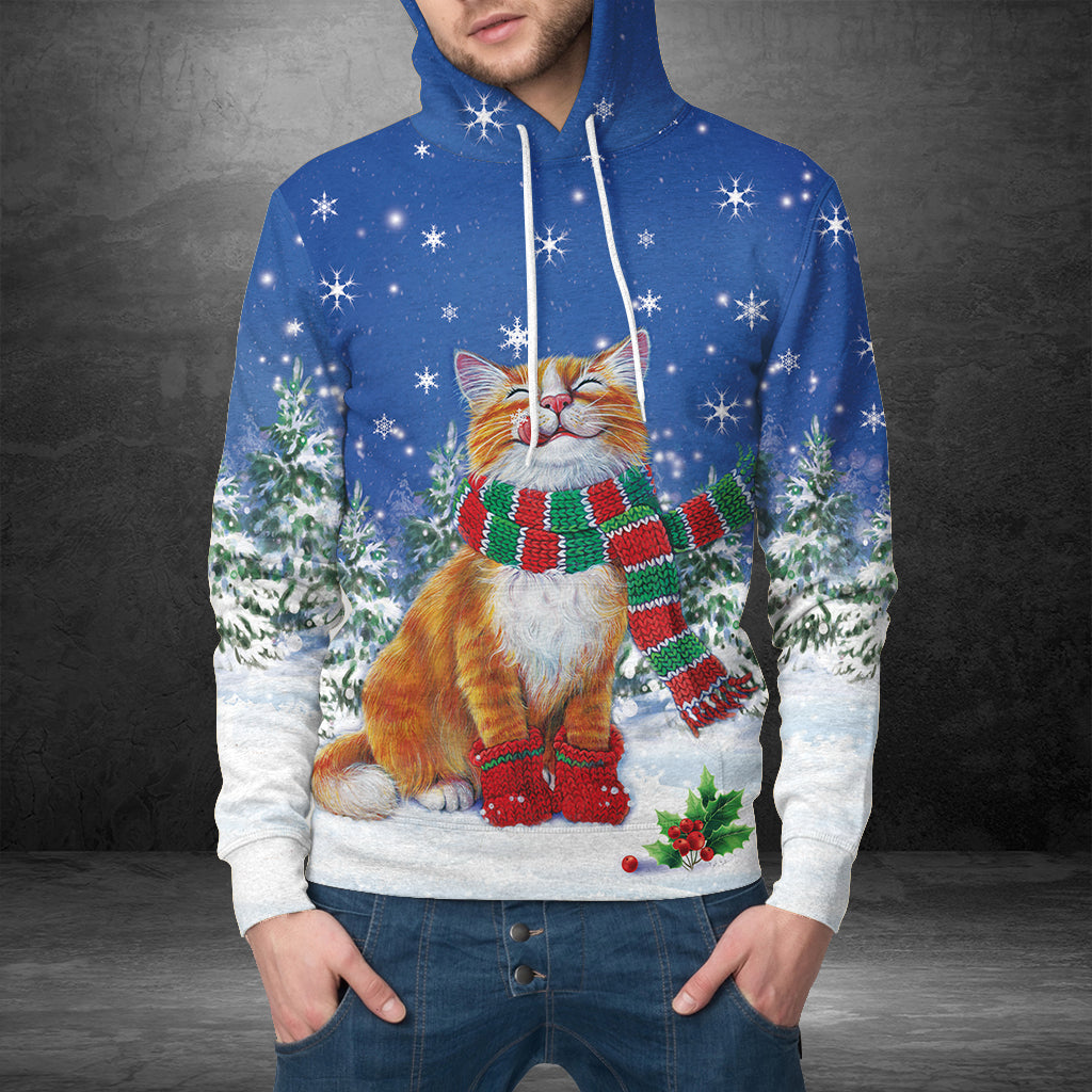 Lovely Cats Christmas Night hat Pullover Premium Hoodie, Perfect Outfit For Men And Women On Christmas New Year Autumn Winter