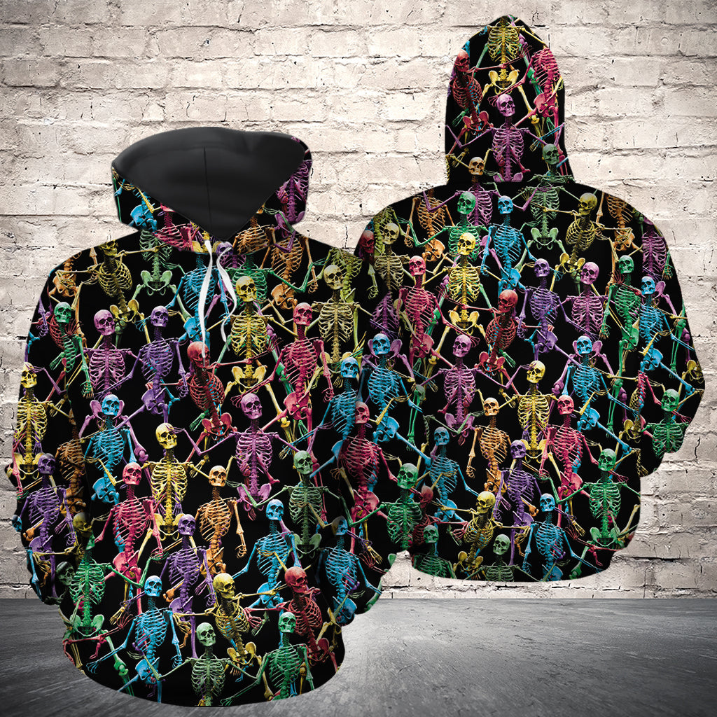 Multicolor Skeleton Pullover Premium Hoodie, Perfect Outfit For Men And Women On Christmas New Year Autumn Winter
