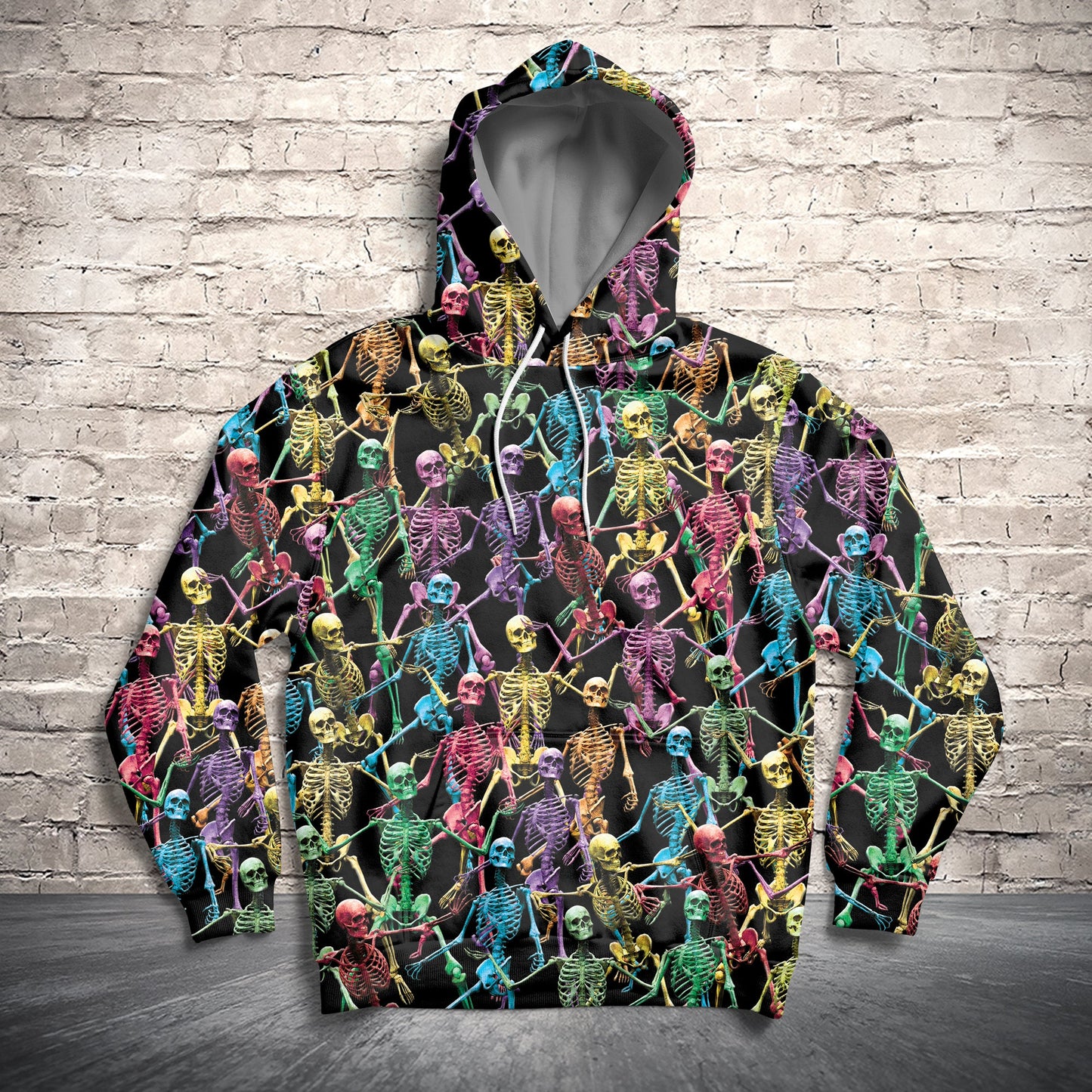 Multicolor Skeleton Pullover Premium Hoodie, Perfect Outfit For Men And Women On Christmas New Year Autumn Winter