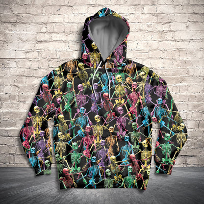 Multicolor Skeleton Pullover Premium Hoodie, Perfect Outfit For Men And Women On Christmas New Year Autumn Winter