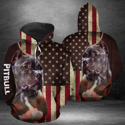 Pitbull American Flag Pattern Pullover Premium Hoodie, Perfect Outfit For Men And Women On Christmas New Year Autumn Winter