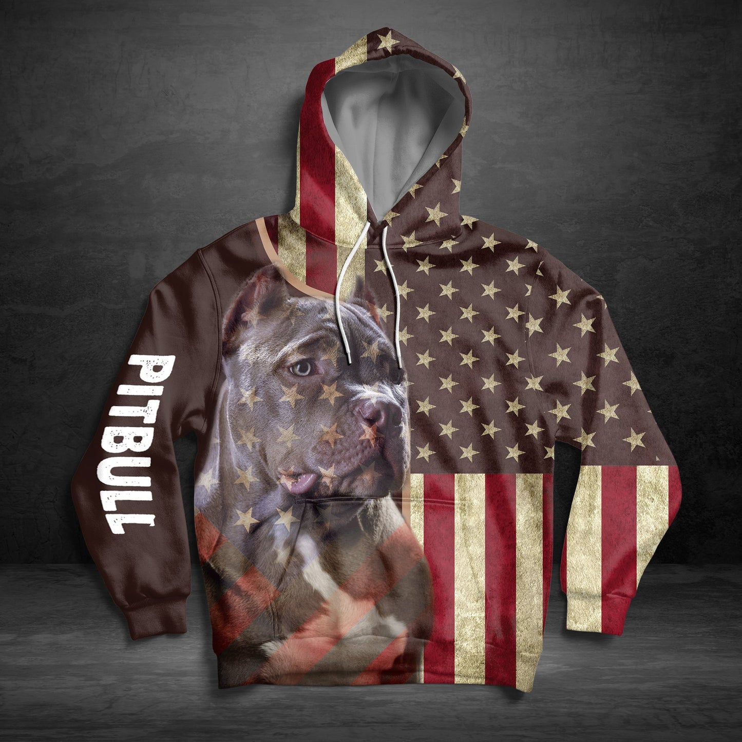 Pitbull American Flag Pattern Pullover Premium Hoodie, Perfect Outfit For Men And Women On Christmas New Year Autumn Winter