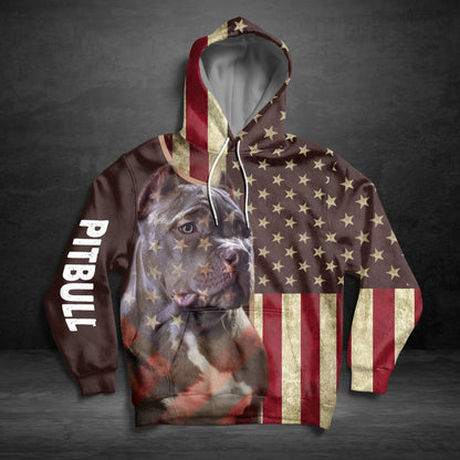 Pitbull American Flag Pattern Pullover Premium Hoodie, Perfect Outfit For Men And Women On Christmas New Year Autumn Winter