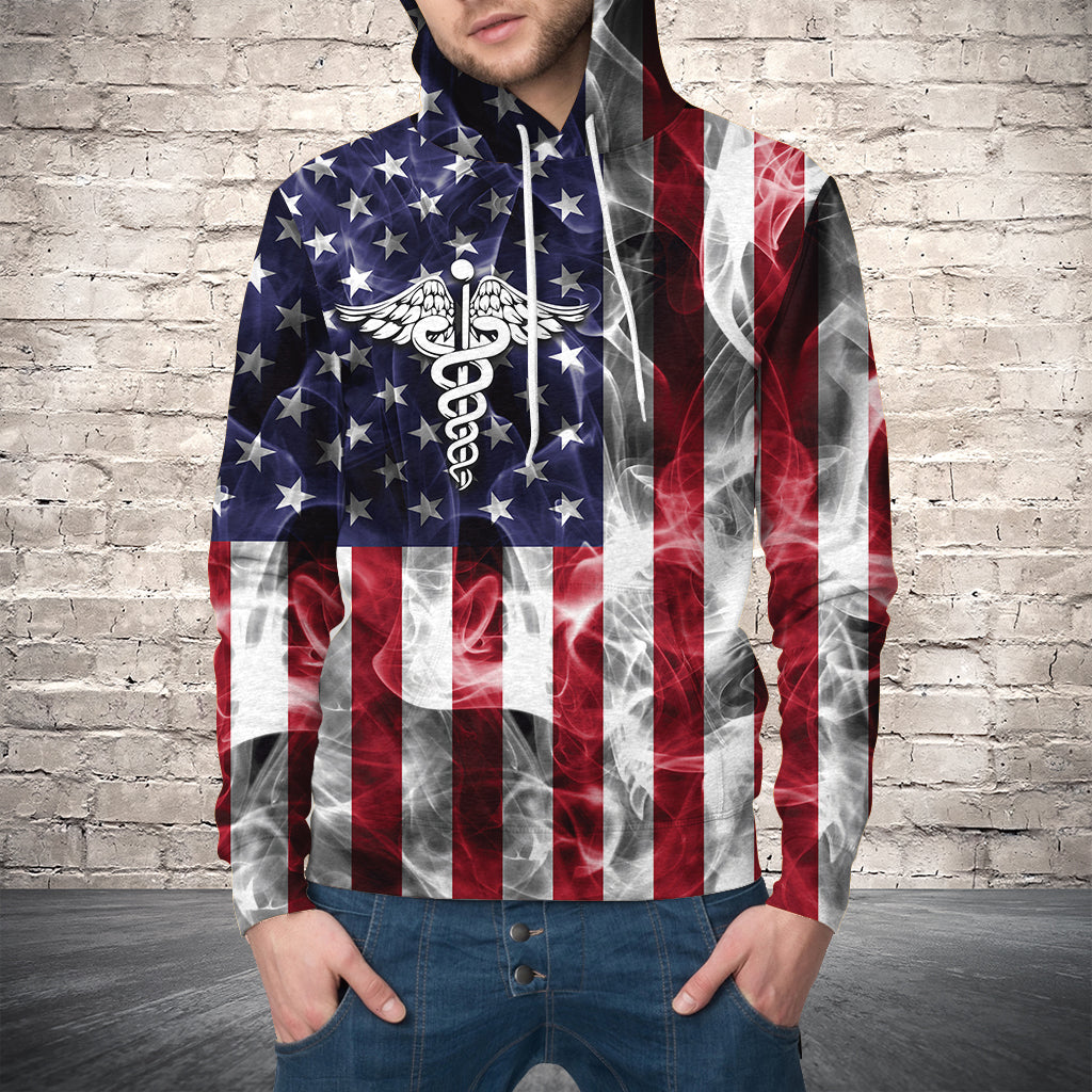 Proud American Nurse Pullover Premium Hoodie, Perfect Outfit For Men And Women On Christmas New Year Autumn Winter G51113 - All Over Print Unisex Hoodie